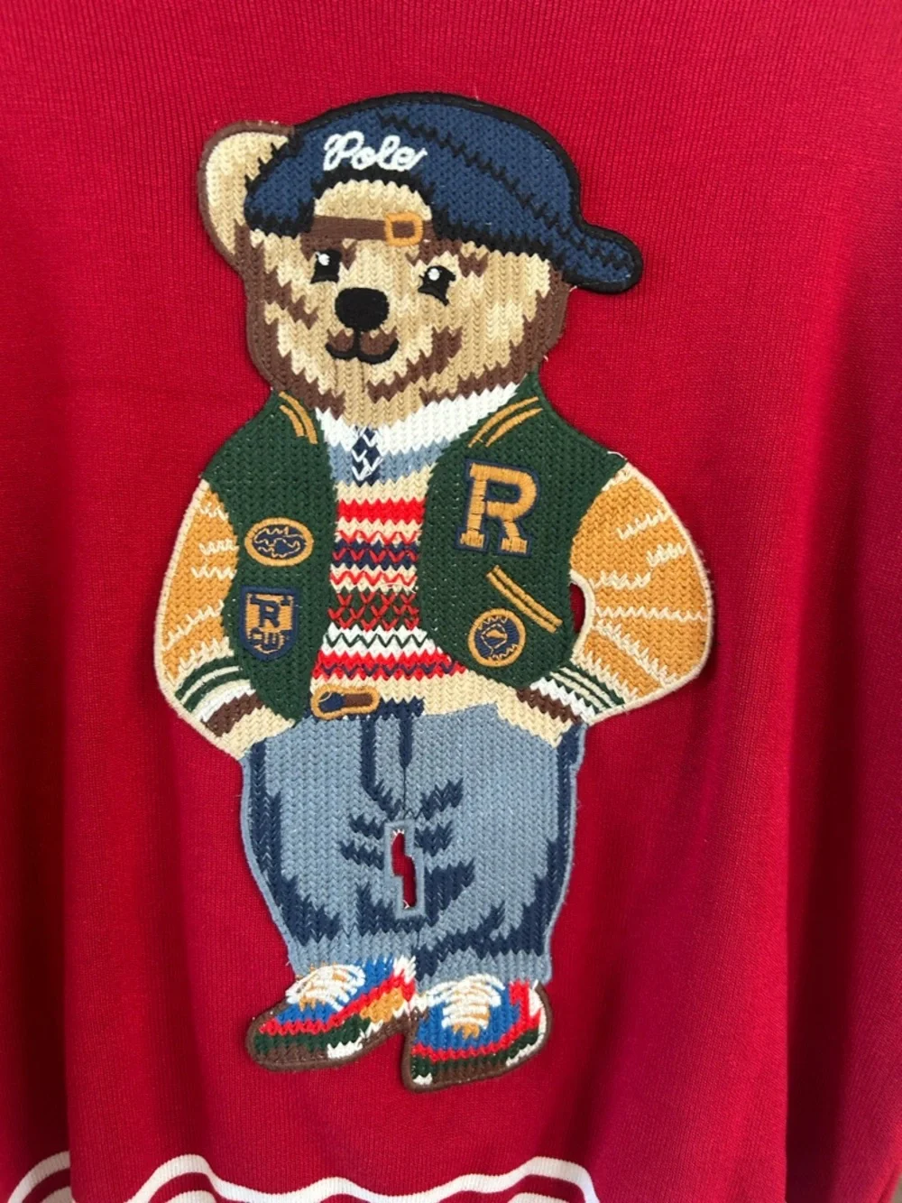 Everlynn Red Teddy Bear Sweater. Size M/L - Picture 3 of 6